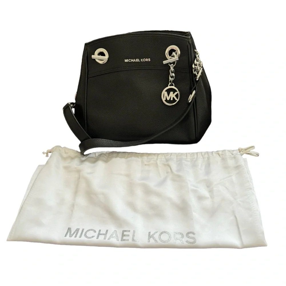 MICHAEL KORS Jet Set Chain Legacy Black Pebble Leather Shoulder Bag w/ Dust Bag